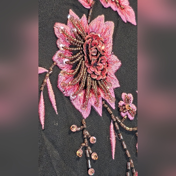 Xscape Y2k formal floral beading cascading black maxi dress - Picture 14 of 16